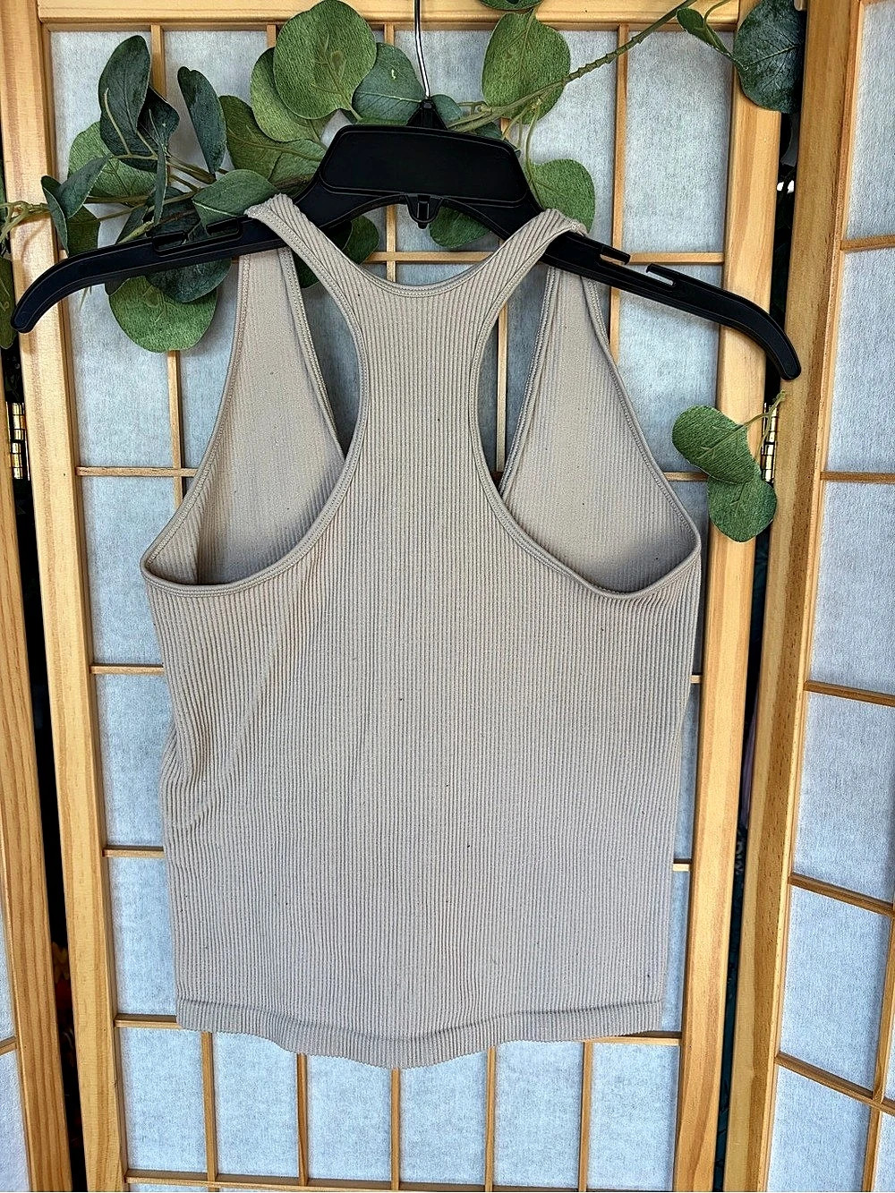Good Ribbed Racerback Tank in tan M/L Like New - Picture 2 of 3